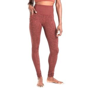 Athleta Exhale Stash Pocket Heel Tight SoftLuxe Antique Burgundy Size ST